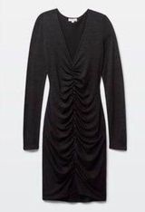 Aritzia Women’s XXS Wilfred Free Shaik Black V-Neck Ruched Bodycon Mini Dress Photo 0