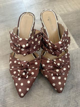 Gianni Bini Brown Polka Dot Bow Kitten Heel Mules | Size 7.5 Photo 0