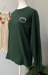 Vans Green Long Sleeve Floral Skulls Spell Out Graphic Shirt Classic Fit Photo 0