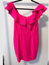 A’GACI Fuchsia Pink Ruffle Delight Dress Large NWT Photo 0