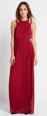 BCBGeneration Burgundy Pleated Maxi Dress Size 6‎ Old Money Goddess Romantic Photo 0