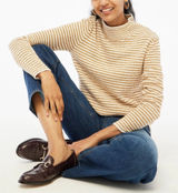 J Crew Factory‎ S Striped Mockneck Pullover Sweater Ivory Camel Stripe CC693 Photo 0