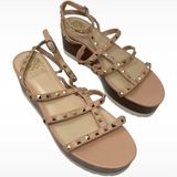 Vince Camuto “Pemolie” Studded Platform Wedge Sandals Tan Women’s Size 9.5 Photo 0