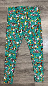 LuLaRoe Disney Daisy Duck Leggings M Teal Tall & Curvy‎ TC High Rise Stretch Photo 0