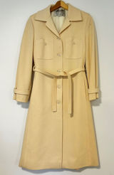 Jaeger London Vintage 100% Wool Trench Coat Cream Made in Great Britain Size 12 Photo 0