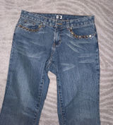 Cache Vintage Low-Waist Y2K Rhinestone Studded Flare Jeans Photo 0