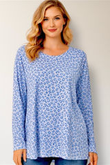 J. Crew M Blue Leopard Print Tunic Cotton‎ Long Sleeve Casual Animal Top NWT Photo 0