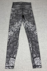 Lululemon Leggings Womens 4 Black Floral Geometric High Rise Ankle Yoga Pants Photo 0