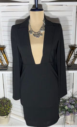 Dance & Marvel rare elegant sexy cape black mini dress deep v neck cocktail sz S Photo 0