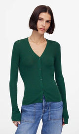 Madewell Merino Wool-Silk Blend Cardigan Sweater Mallard Green Size XS Photo 0