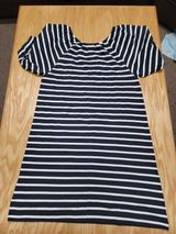 J. Crew Shift Dress Womens Small Black White Striped Knit Puff Sleeve B84 Photo 0