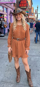 Jodifl Boho Western cotton Mini Dress in terracotta M Photo 0