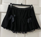 Spirit Halloween True Y2K Black Satin and Lace Mini Skirt M/L Bow Clubware Festival Goth Emo Photo 0