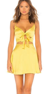 Lovers and friends Nate mini Yellow satin cut out drop waist mini dress Photo 0