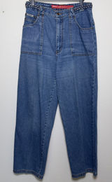 VTG‎ 90s Revolt Women Jeans Blue Bareback Braided Waist Wide Leg Carpenter Retro Photo 0