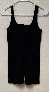 OQQ Black Ribbed Sleeveless Romper Bodysuit Size Medium Photo 0
