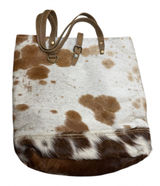 Myra Mesa Trail Hairon Tote Bag Rustic Cowhide Design, Brown Leather Handles Photo 0