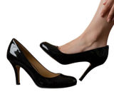 Nine West Ambitious Pumps Womens 7.5 Black Patent Leather Stiletto Round Toe Photo 0