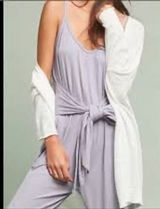 Saturday Sunday Jumpsuit Womens Small Purple Excellent Ribbed Knit Tie Waist Photo 0