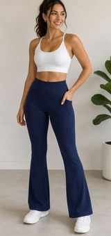 Women's ARNLLEY High Waist Flare Leggings – Navy Blue‎ Size XL Photo 0
