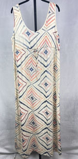 Old Navy Maternity Maxi Dress Women L Cream Geometric Empire Waist Stretch Boho Photo 0