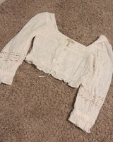 Long Sleeve White Crop Top Size M Photo 0