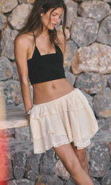 BNWT Zara Cream Lace Ruffle Tiered Mini Skirt Photo 0
