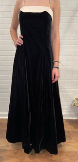 Y2K Night Way Collections Vintage White and Black Velvet Dress w/Tulle 90s 2000s Photo 0