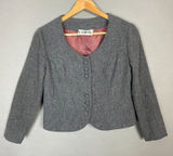 Vintage 1960s Cropped Blazer Jacket 3/4 Length Sleeves Women Carlette Twee Gray Photo 0