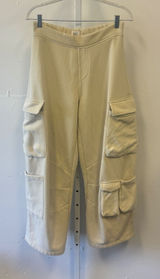 BDG Urban Outfitters Cream Cargo Sweatpants Wide Leg Fleece Joggers‎ OB1802470 M Photo 0