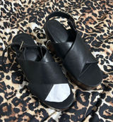 Universal Thread Black Crisscross Platform Slingback Wedges Photo 0