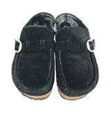 Birkenstock Buckley Shearling Clogs Black Suede Lined Slip-On Shoes Size 38 US 7 Photo 0