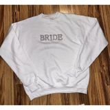 Hanes Bride Crewneck Sweatshirt Women's Sz S Small Pearls Rhinestones Wedding Photo 0