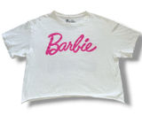 Mattel Barbie "Let's Roll" Pink Convertible Graphic Crop Top Tee - Size M Photo 0