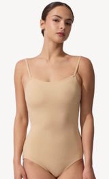 Capezio Bodysuit Leotard Camisole Women M Nude Stretch Minimalist Balletcore‎ Photo 0