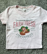 Full Tilt Pink Farm Fresh Strawberries Graphic Crop Top Photo 0