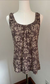 Motherhood Maternity Brown & Cream Floral Scoop Tank Photo 0