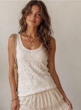 Sundance Lace Tank Top Womens‎ SM Ivory Sleeveless Boho Romantic Cottagecore Photo 0