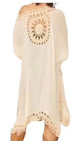 Altar’d State Cream Crochet Trim Midi Boho Festival‎ Kimono Kaftan XS Coverup Photo 0