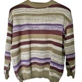 VTG Emmiol Womans Striped Crew Neck Knit Sweater‎ Small Pistachio Green Purple Photo 0