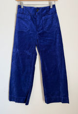 Maeve Anthro Colette Pants Women 26 Purple Blue Velvet Corduroy Wide Leg Crop Photo 0