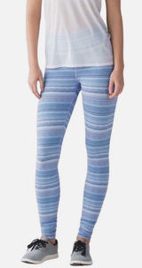 Lululemon Women’s Wunder Under Leggings Size 6 High Rise Blue Purple Stripes Gym Photo 0