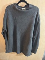 Pact Women's Cotton Charcoal Ribbed Crew Neck Sweater Size Medium Photo 0