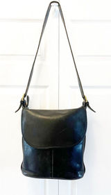 Vintage 90’s Coach Black Flap Leather‎ Bag Made In USA Y2K Photo 0