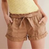 Aerie Adorable Khaki Brown Soft Stretchy Waist Tie Front Shorts Photo 0