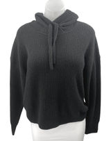 NEW Gap Women's Black Ribbed Knit Long Sleeve Hoodie Hooded Sweatshirt Size M Photo 0