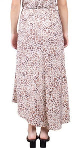 MAUBY Side Slit‎ Satin Midi Skirt, Giraffe Animal Print, Brown/Tan, Small, NWT Photo 0