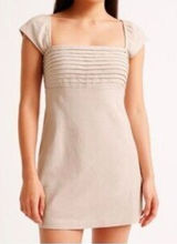 Abercrombie Linen Emerson Mini Dress Medium Tall Beige Preppy Coastal Resort Photo 0
