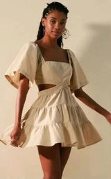 Free People Women Cross‎ Of Sunlight Cut Out Mini Dress Small Party Date Cottage Photo 0
