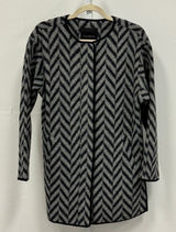 Talbots Women's Grey Black Chevron Wool Blend Longline Cardigan Coat Jacket XS Photo 0